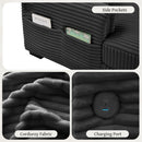 2 Seater L Shaped Chaise Sofa With Reversible Cushion, USB - C Charging Port, Storage Pocket, Convertible Left / Right Design