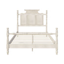 Vintage Country Style 4 Poster Platform Bed With High Crown Like Headboard, No Box Spring Needed