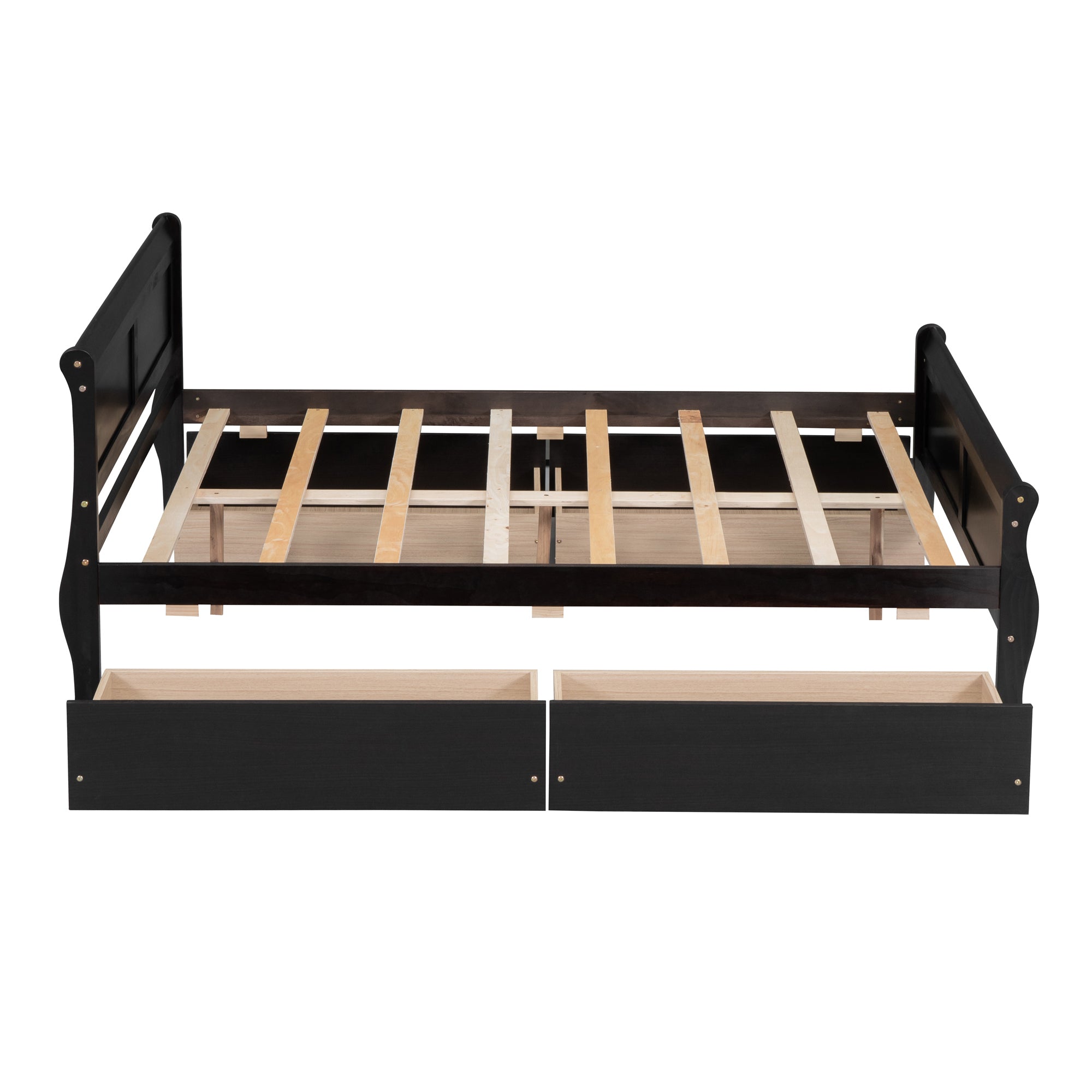 Full Size Wood Platform Bed with 4 Drawers and Streamlined Headboard & Footboard, Espresso - Atlantic Fine Furniture Melbourne FL