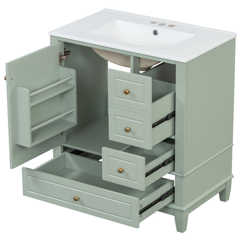 Freestanding Bathroom Vanity With Sink, Soft Close Door, 3 Drawers