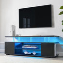TV Stand LED Gaming Entertainment Center, Media Storage Console Table With Large Side Cabinet