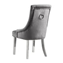 Satinka - Side Chair (Set of 2) - Gray Fabric & Mirrored Silver