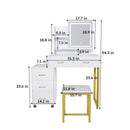 Elegant Makeup Vanity With Led Lights & Power Outlet - White