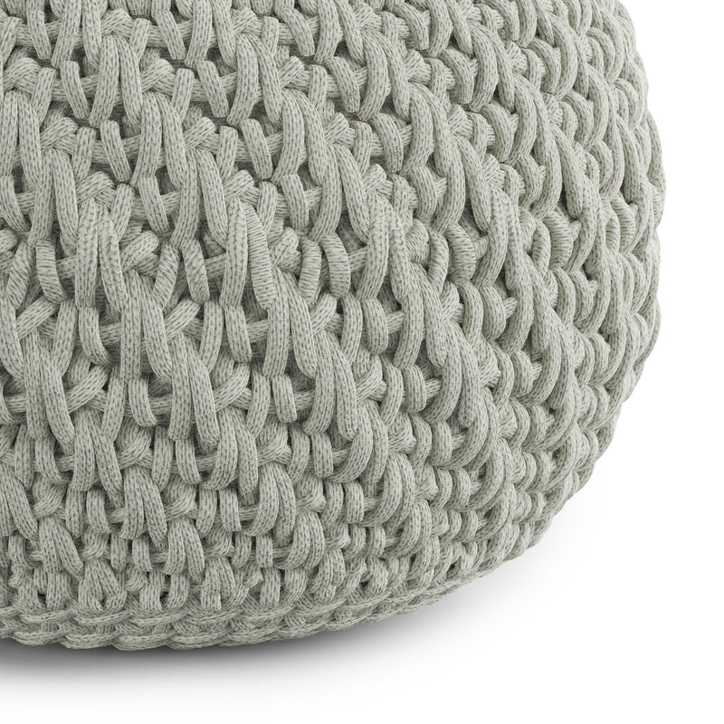 Nisi - Round Knitted Outdoor / Indoor Pouf - Light Gray