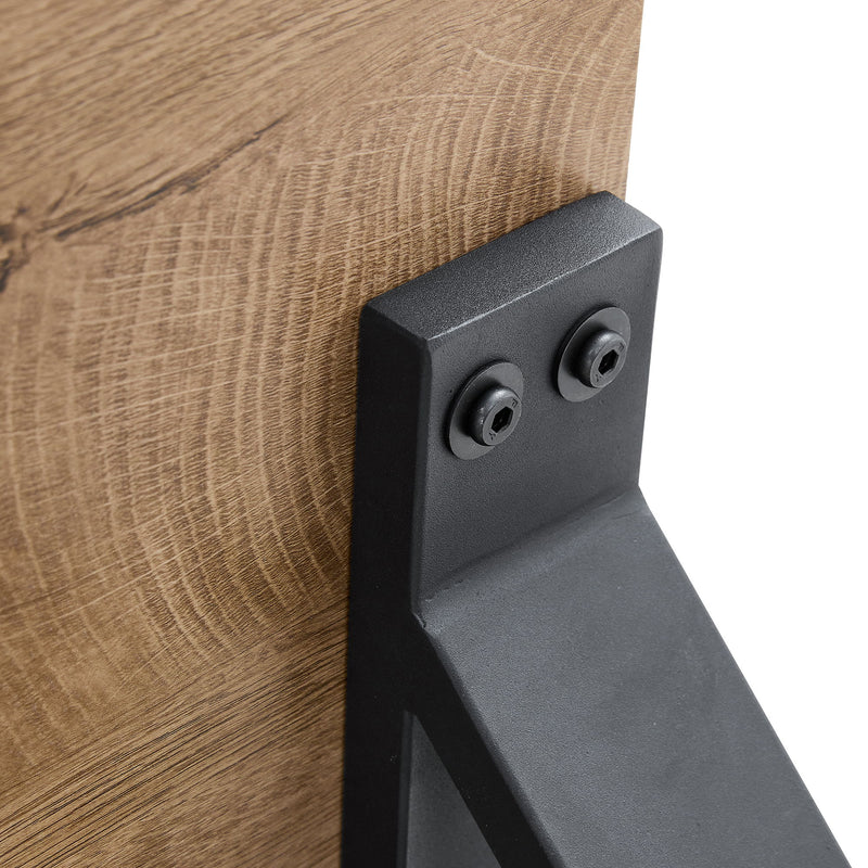Wood Textured Dining Table With A Frame Legs.Density Board Sticker Pipe Spraying, Suitable For Various Occasions Such As Living Rooms - Black