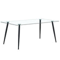 Modern Rectangular Glass Dining Table For 4 - 6 People With Tempered Glass Countertop