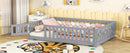Full Size Bed Floor Bed with Safety Guardrails and Door for Kids, Gray