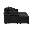 Double Chaise Lounge Set With Reversible Storage Ottomans, USB Port