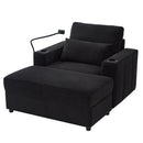 Modern Style Armchair Chaise Lounge Sofa Couch With Movable Storage Ottoman, USB Ports, Cup Holders, Phone Holder, Side Pockets