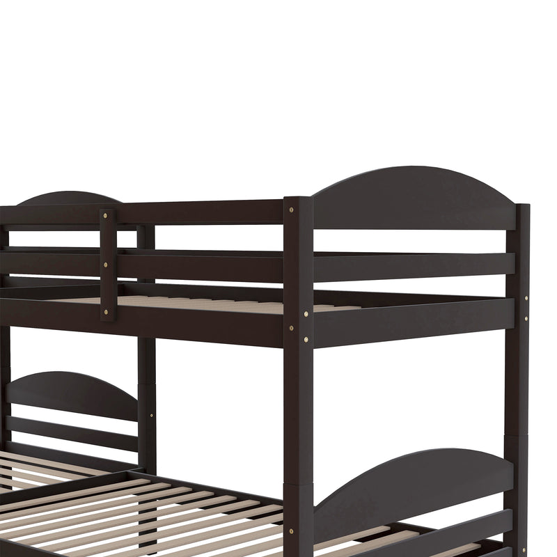 Twin L-Shaped Bunk bed with Trundle-Espresso{OLD SKU:LP000024AAP}