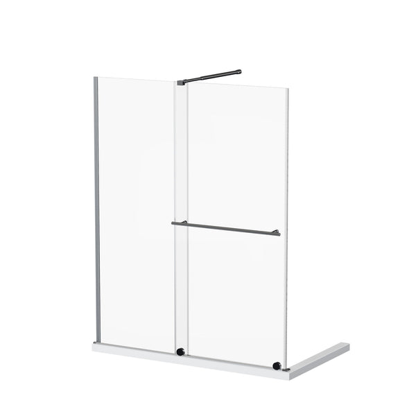 Frameless Shower Door Single Sliding, Adjustable Zinc Roller Rail - Chrome