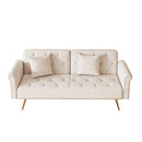 Luxurious Velvet Sofa Bed With Nail Head Trim And Matching Pillow