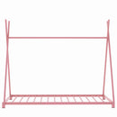 Metal House Platform Bed With Triangle Structure, Low Profile Design