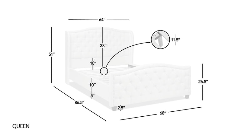 Fontana - Queen Wingback Upholstered Platform Bed Frame