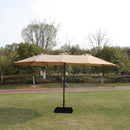 Double- Sided Outdoor Market Umbrella With Lights And Base