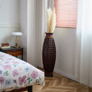 Hand Woven Bamboo Floor Vase, Decorative Accent For Living Room - Acacia Wood