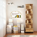 Rotating Bookshelf With Wheels And Drawer, 360° Spinning Design, Space Saving Storage
