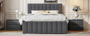 Upholstered Platform Bed With Twin Size Trundle And 3 Drawers