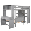 Loft Bed With A Stand Alone Bed, Shelves, Desk, And Wardrobe