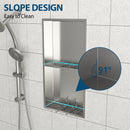 Modern Stainless Steel Shower Niche Double Shelf For Bathroom