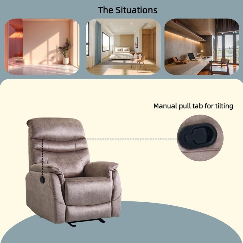 Rocking Recliner Chair For Living Room, Adjustable Modern Recliner Chair, Recliner Sofa With Lumbar Support, Classic And Traditional Recliner Chair With Comfortable Arm And Back Sofa - Dark Gray