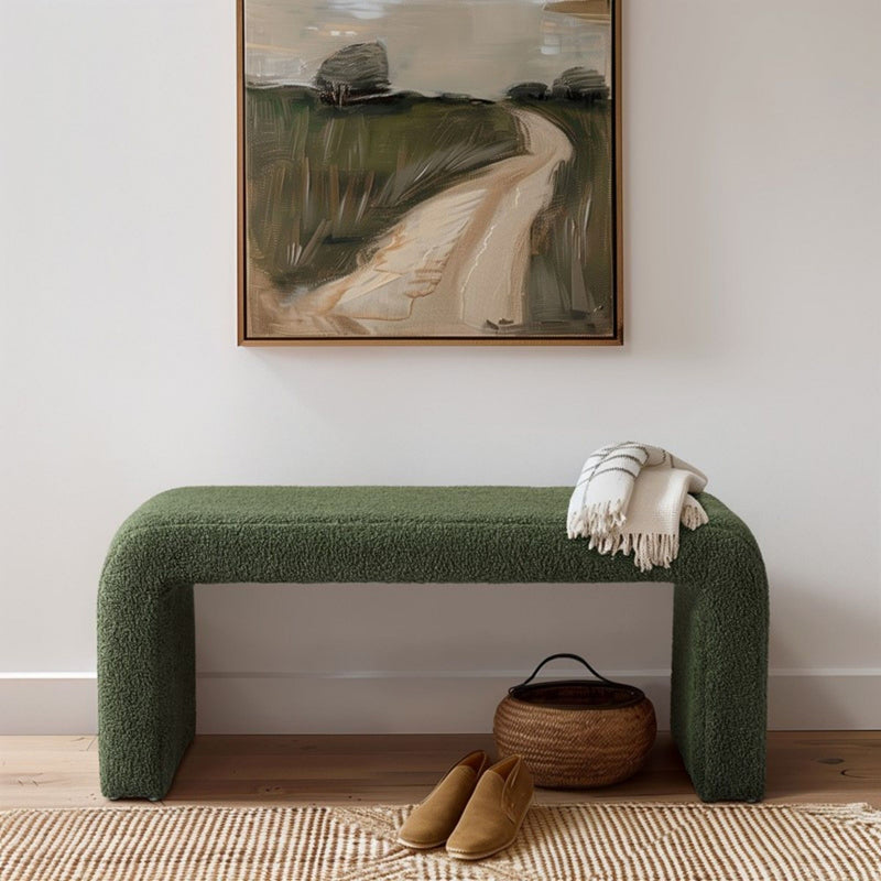 Modern Contemporary Boucle Waterfall Bench