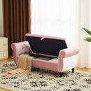 Luxurious Velvet Multifunctional Storage Ottoman Bench With Pillow