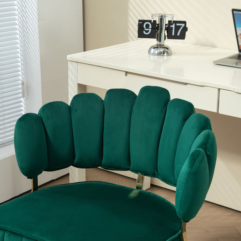Modern Velvet Home Office Desk Chair With Adjustable Height And Swivel Wheels