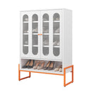 Modern Metal Shoe Cabinet With DoublebSided Mesh Doors And Adjustable Partitions