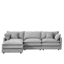L Shaped Modular Sectional Sofa With Movable Ottoman, 3 Seater Comfortable Seating