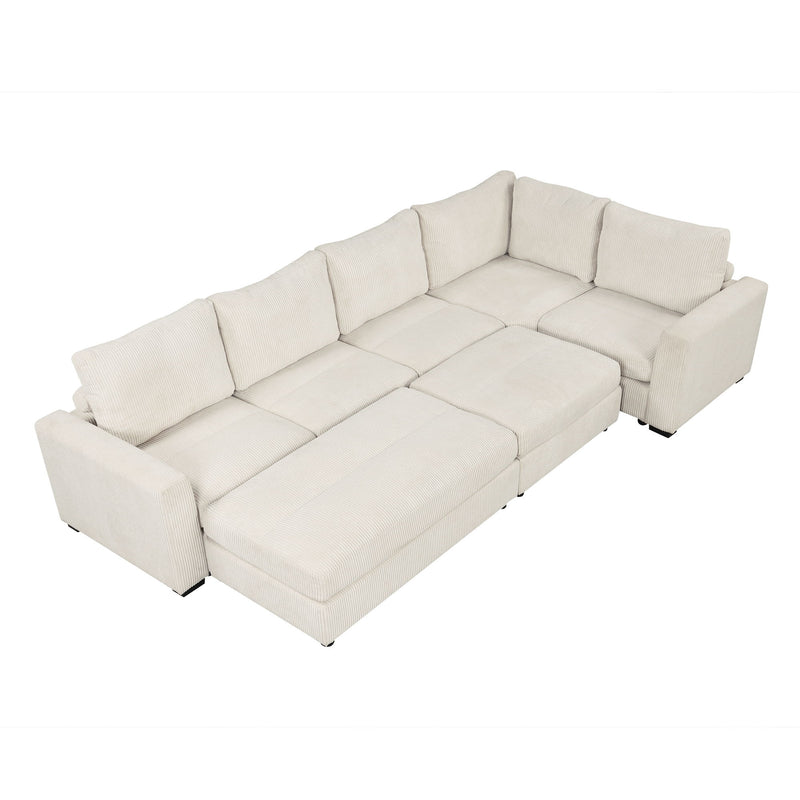 Sectional Couch Sofa Bed Modular Sofa With Two Movable Ottomans For Living Room