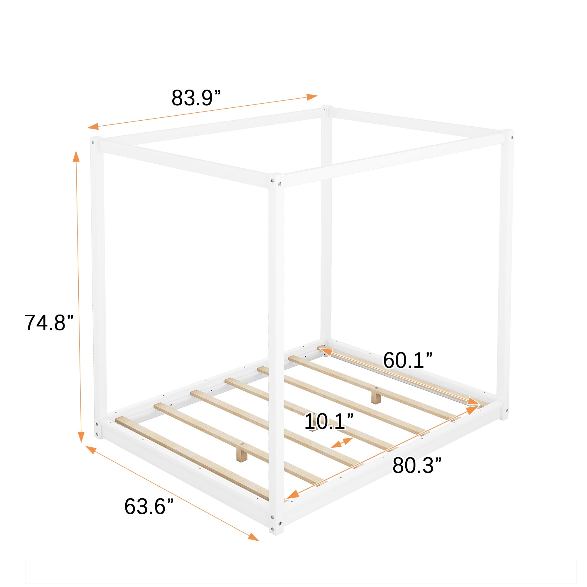 Queen Size Canopy Platform Bed with Support Legs,White - Atlantic Fine Furniture Melbourne FL