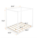 Queen Size Canopy Platform Bed with Support Legs,White