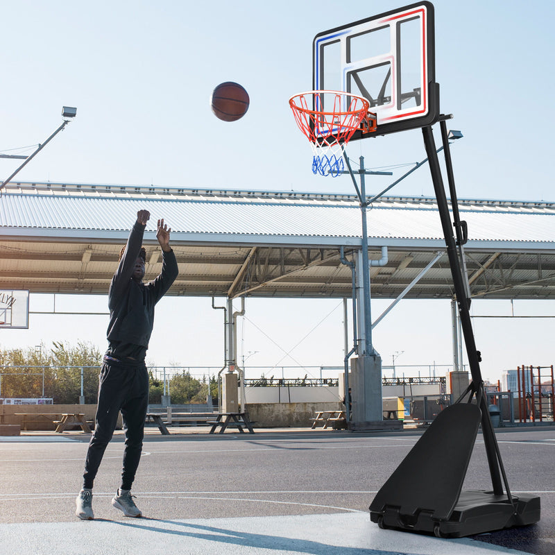 Portable Basketball Hoop Basketball System Adjustable For Youth Adults LED Basketball Hoop Lights, Colorful Lights, Waterproof, Super Bright To Play At Night Outdoors, Good Gift For Kids - Black