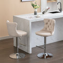 Swivel Velvet Barstools Adjusatble Seat Height From 25-33", Modern Upholstered Chrome Base Bar Stools With Backs Comfortable Tufted For Home Pub And Kitchen Island (Set of 2)