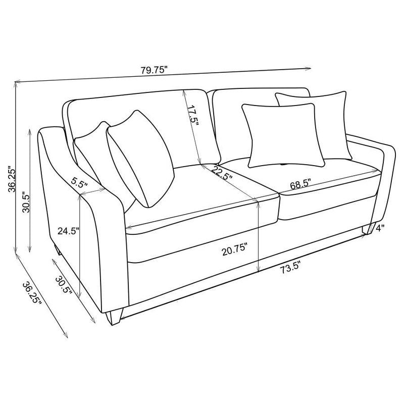 Christine - Upholstered Sloped Arm Sofa - Beige