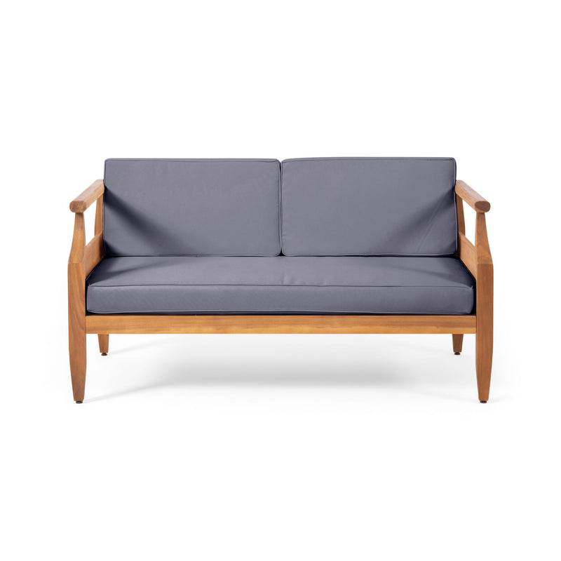 Aston - 2 Piece Wood Outdoor Patio Conversation Seating Set With Cushions