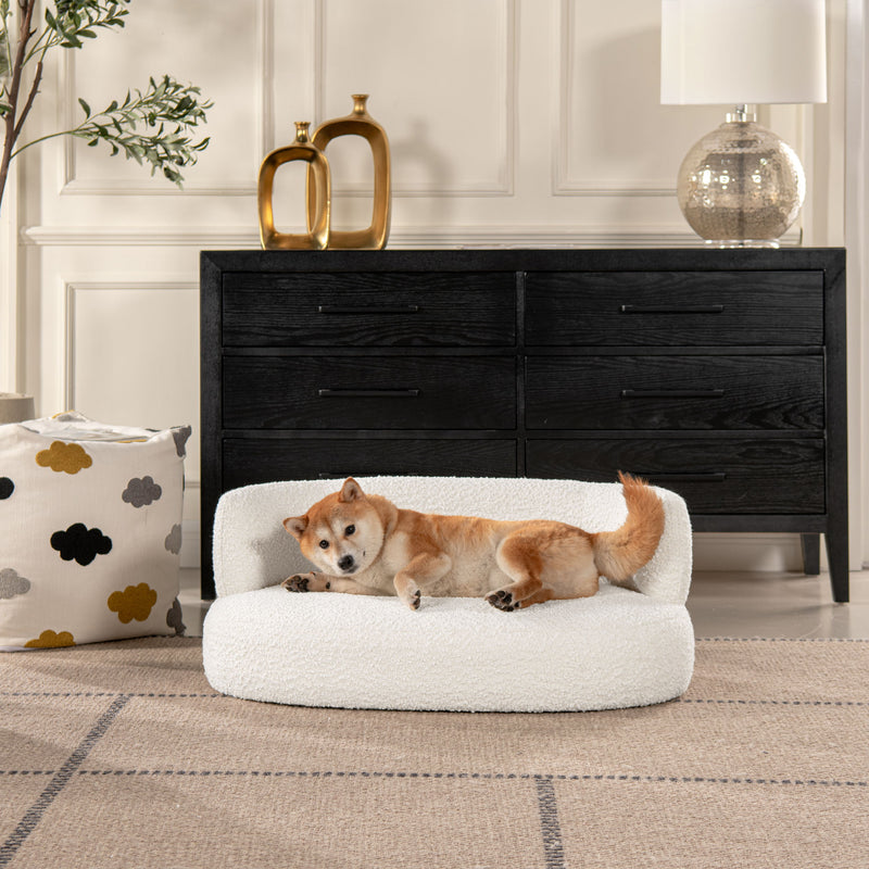 Shep - Curved Dog Sofa Bed Medium - Ivory White