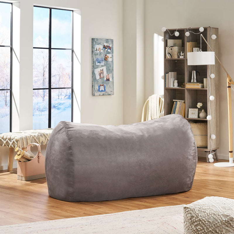 Flora - Traditional 6.5 Foot Suede Bean Bag - Charcoal
