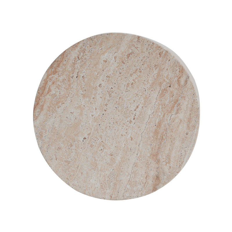 Modern Concrete Side Table With Travertine , Indoor / Outdoor Use - Beige