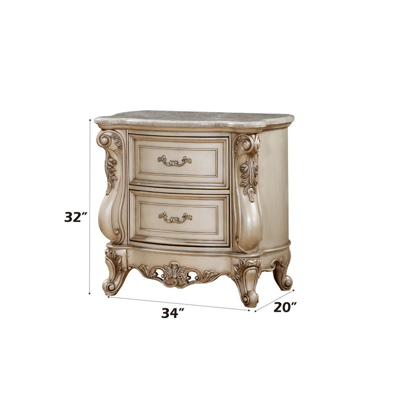 Gorsedd - Nightstand - Marble & Antique White