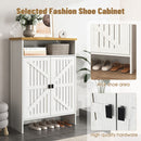 Modern Minimalist Shoe Cabinet With Sliding Door Design - White