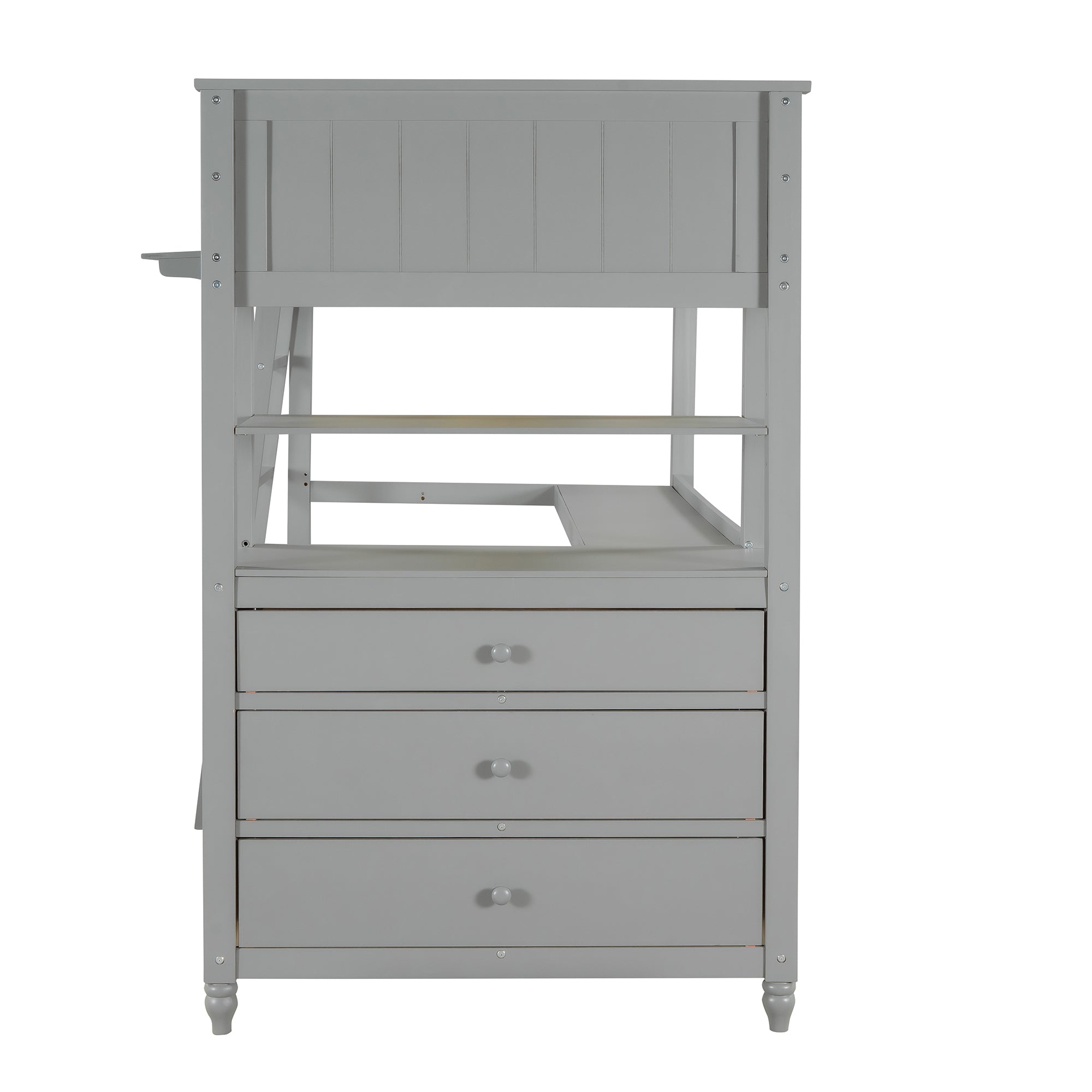 Twin size Loft Bed with Drawers and Desk, Wooden Loft Bed with Shelves - Gray(OLD SKU: LT001530AAE) - Atlantic Fine Furniture Melbourne FL