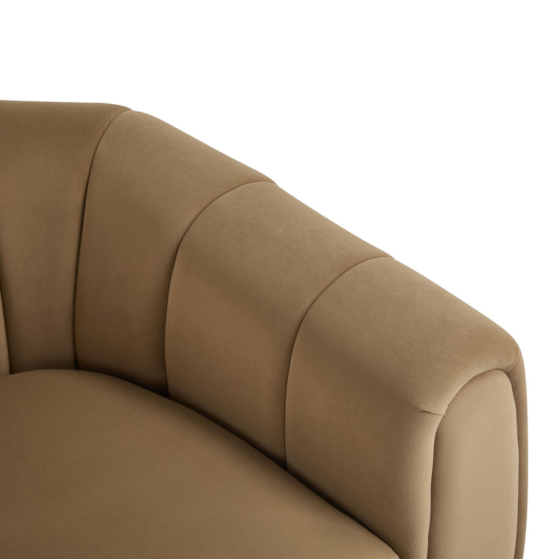 Serenizia - Upholstered Velvet Swivel Chair With Channel Tufted
