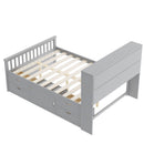 Captain Platform Bed Frame With Bookcase Headboard, 4 Drawers, Storage Shelves