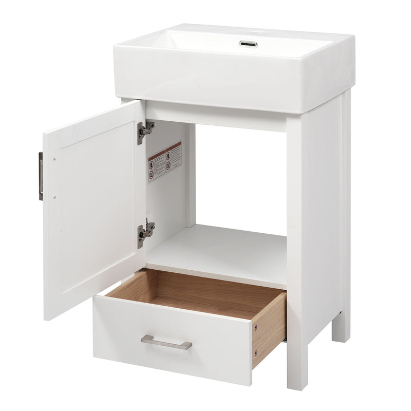 20.28" Bathroom Vanity With Sink & Storage - White