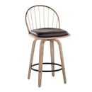 Riley - Farmhouse Fixed Height Counter Stool Round Footrest With Removable Cushion (Set of 2) - White Washed / Antique Copper / Brown