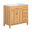 Bathroom Vanity, 2 Soft Close Doors, 3 Soft Close Drawers, Adjustable Shelf - Wood