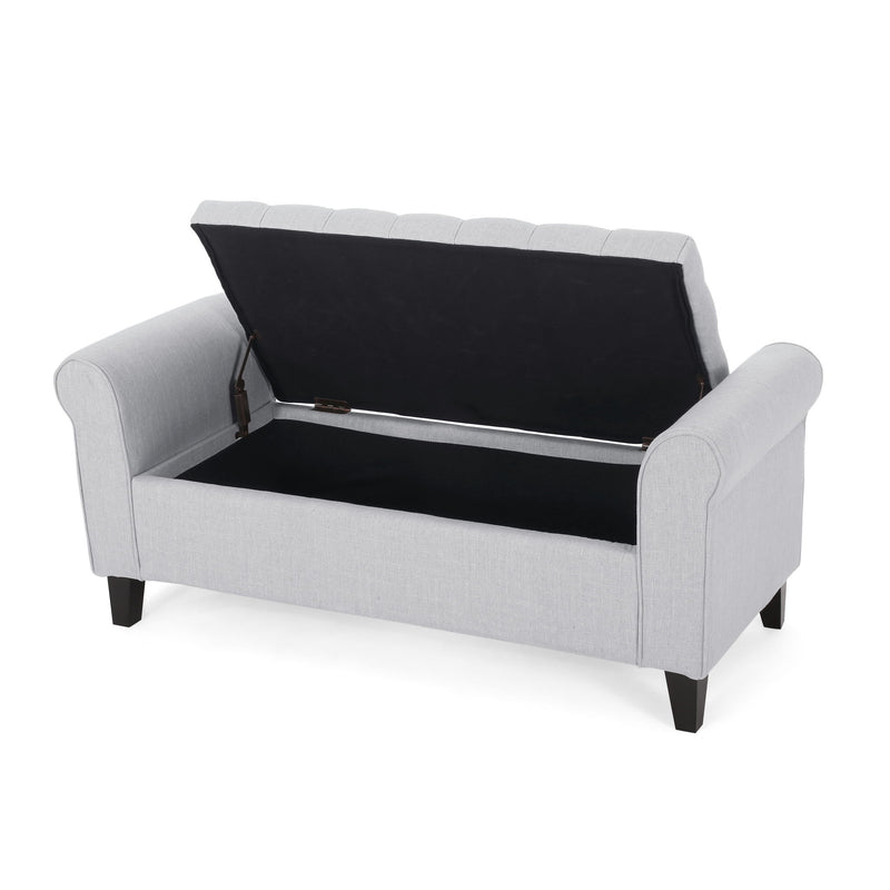 Hayes - Contemporary Armed Storage Bench With Button Tufting And Rolled Arms