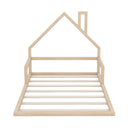 Elegant Floor Bed With House Shaped Headboard